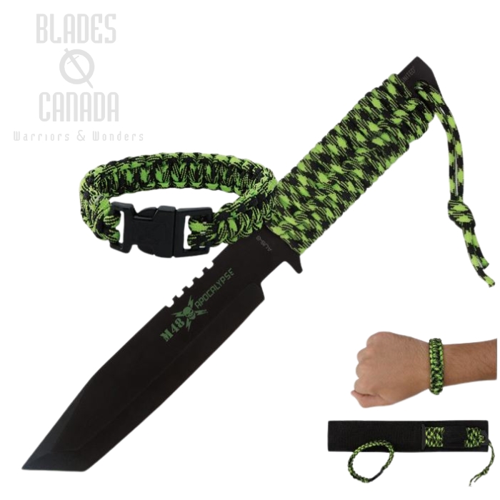 UC M48 Apocalypse Fighter Fixed Blade Knife, Paracord Bracelet, UC2967